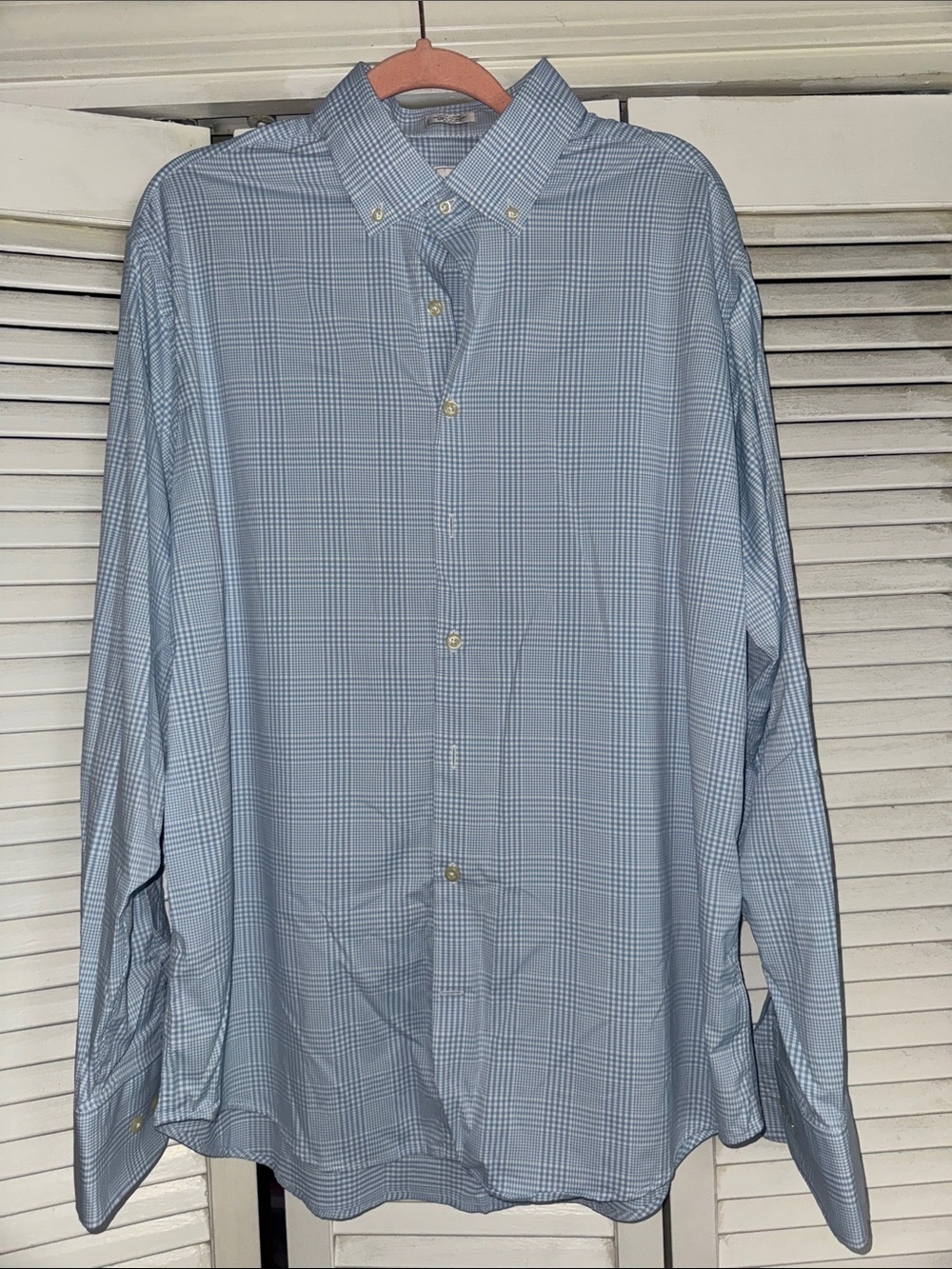 Peter Millar Light Blue Plaid Dress Shirt
